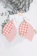 Pink Check Plaid Leather Earrings
