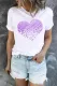 Purple Leopard Heart-shape Round Neck Casual T-Shirts