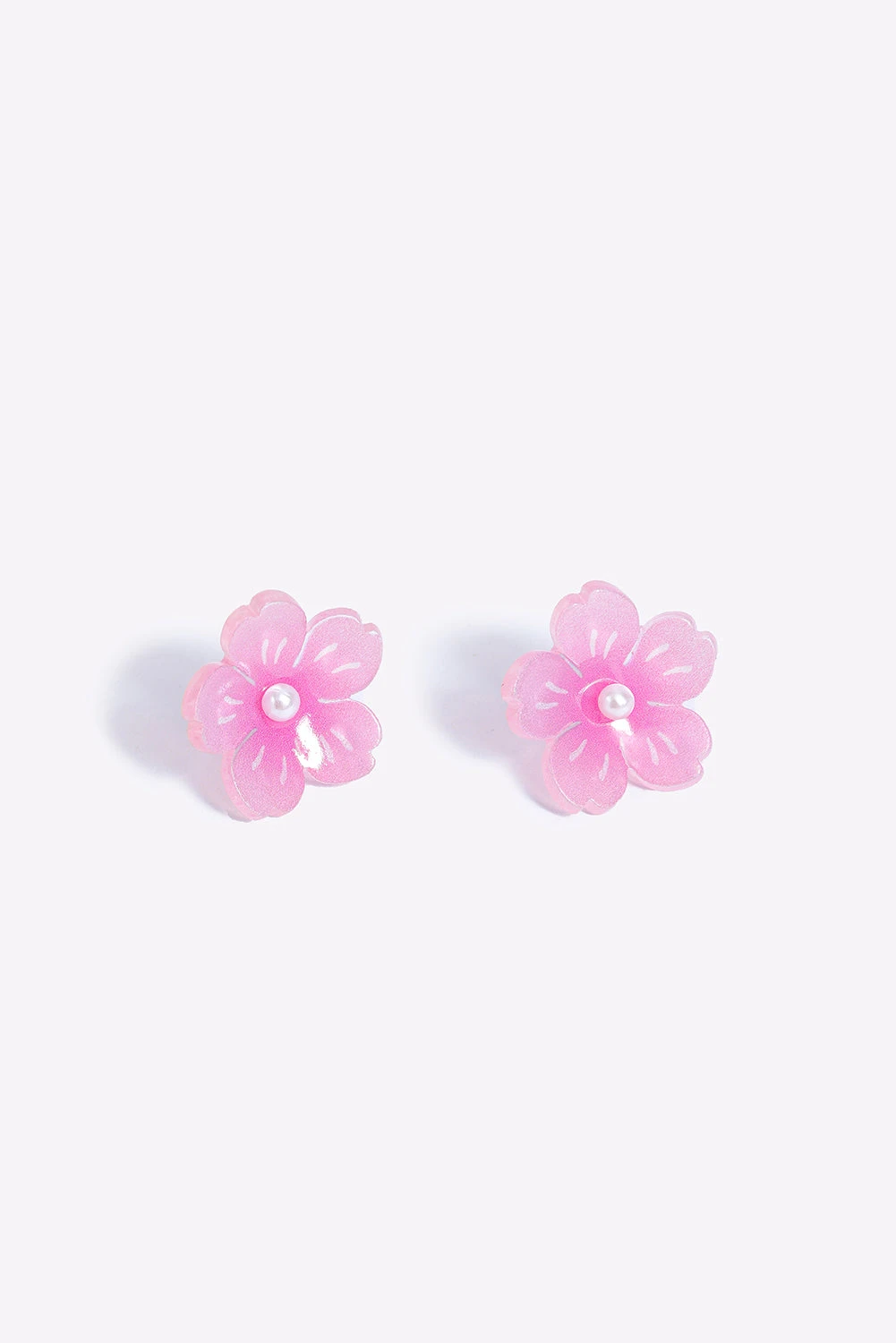 Acrylic Pink Cherry Blossom Stud Earrings $ 8.99 - Evaless