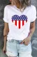 Patriotic White US Flag Letter Print O Neck Short Sleeve Graphic T-shirt