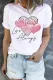Gradient Pink Heart-shape Crew Neck T-shirt