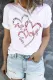 White Love Shape Cherry Blossoms Graphic Crew Neck T-shirt