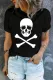 Black Skull Print Crew Neck T-shirt