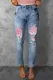 Pink Leopard Ripped Denim Jeans