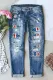 American Flag Mid Waist Ripped Jeans