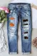 Pumpkin Ripped Jeans Distressed Jeans Halloween