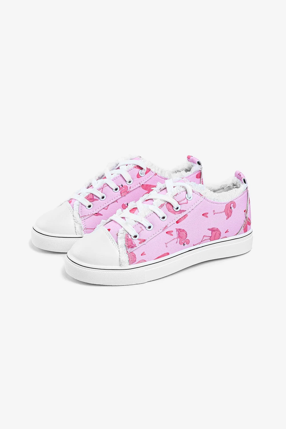 Pink Flamingo Heart-shaped Flat Shoes Canvas Shoes $ 28.99 - Evaless