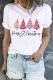 Pink Christmas Tree Round Neck Shift Casual T-Shirts