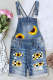 Sunflower Patchwork Ripped Overalls Shorts