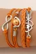 Orange Halloween Cupid's Arrow Heart Pearl Leather rope Multi-layer Bracelet