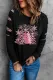 Pink Christmas Tree Leopard Round Neck Shift Casual pullover sweatshirt