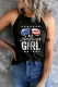 All American GIRL Sunglass Print Ribbed Tank Top rocker tank