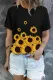 Black Sunflower Print Crew Neck T-shirt