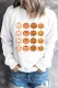 Pumpkin Print Plain Crew Neck Pullover Sweatshirt