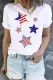 White Star and Striped Flag Print Crew Neck T-shirt