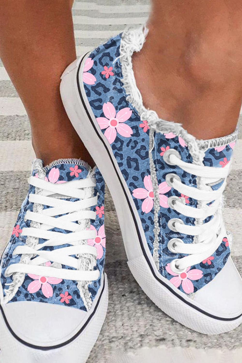 Leopard Cherry Blossom Canvas Shoes $ 26.99 - Evaless