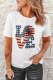 Patriotic American Flag Letter Print O Neck Short Sleeve Graphic T-shirt