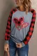 Valentine Heart-shaped Print Plaid Pullover