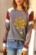 Grey Floral Casual Long Sleeve T-shirt