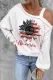 America Flag Sunflower Print Asymmetric Dew Shoulder Long Sleeve Top