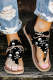Black Skull Print Clip Toe Flat Sandals