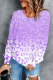 Gradient Purple Leopard Round Neck Shift Casual Sweatshirts