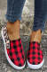 Red Plaid Leopard Splicing Round Toe Slip-on Shoes