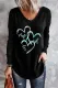 Black Shiny Love Graphic V Neck T-shirt
