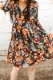 Ruched Long Sleeve Floral Dress