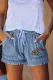 Casual Easter Day Leopard Heart Print Graphic Denim Short