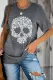 Blossoming Skull Floral Casual Graphic T Shirt