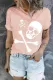 Pink Skull Print Crew Neck T-shirt