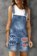 American Flag Ripped Denim Shorts Overalls