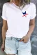 White Star America Flag Print Crew Neck T-shirt
