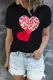 Black Casual Heart Print T-shirt