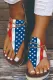 America Flag Printed Zipper Flat Sandals