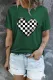 Plaid Heart Shape Print Short Sleeve T-Shirts