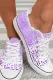 Purple Leopard Casual Flats Lace Up Canvas Shoes