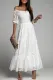 Smocked White Lace Maxi Dress