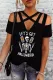 Criss-Cross Cut Out Let‘s Get Halloween Skull T-Shirts