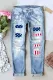 American Flag High Waist Loose Ripped Jeans