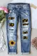 Sunflower Ripped Patchwork Button Pockets Ripped Jeans