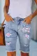 Cherry Blossom Ripped Distressed Denim Bermuda Shorts
