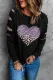 Purple Leopard Heart Cut-out Round Neck Sheath sweatshirt