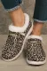 Leopard Pattern Lace Up Furry Flat Shoes