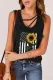 American Flag Sunflower Print Strappy Graphic Tank Top