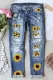 Sunflower Patchwork Ripped Denim Jeans