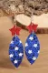 American Flag Star Stripe Element Leather Earrings