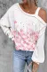 Cherry Blossoms Cold Shoulder Long Sleeve Top