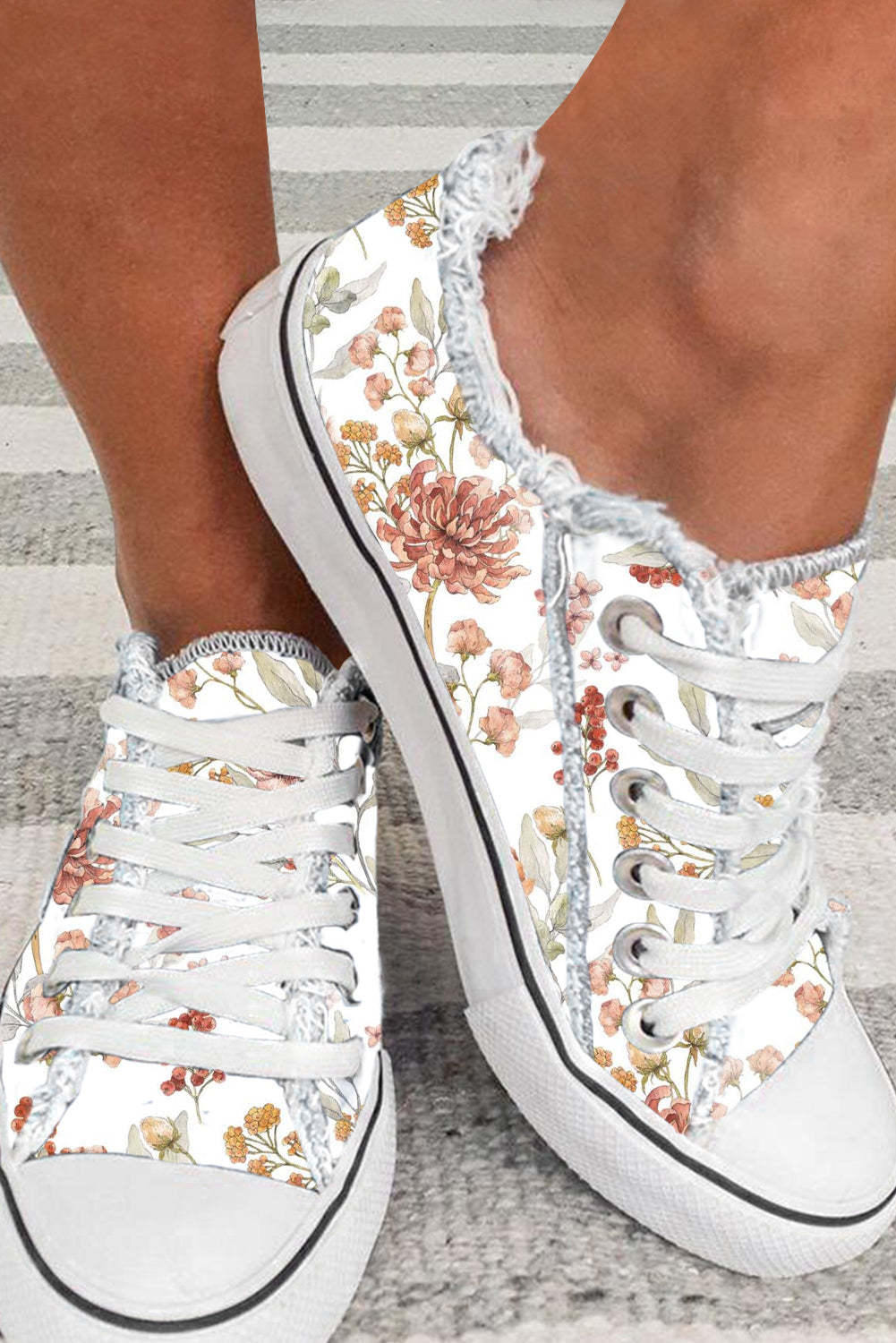 Vintage Flower Floral Canvas Shoes White $ 29.99 - Evaless